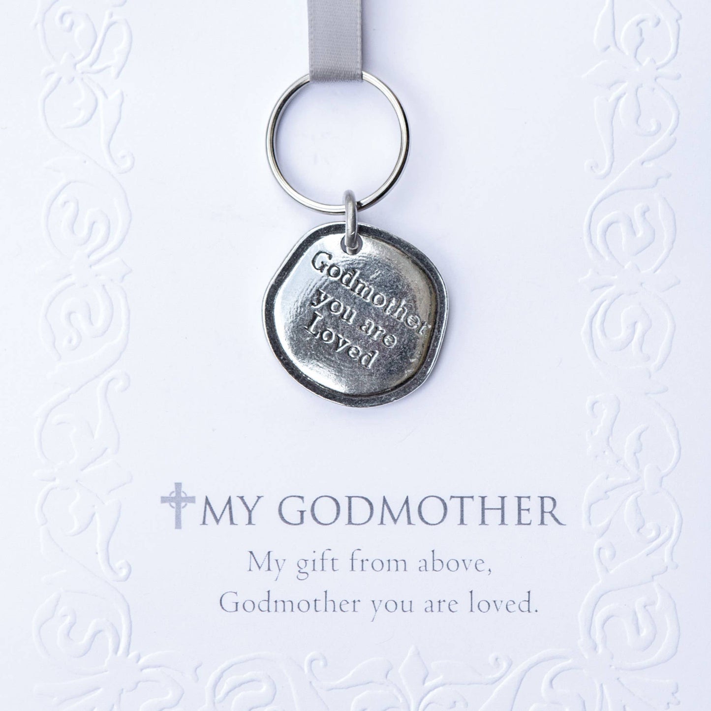 Godmother You Are Loved Pewter Keychain And Card