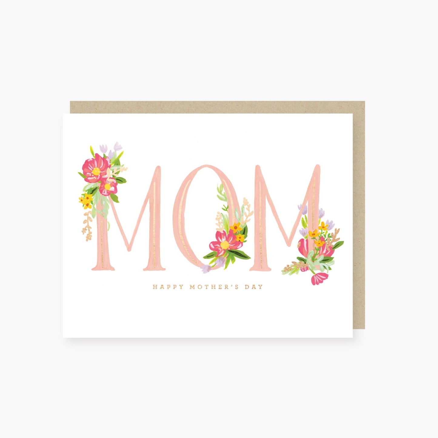 Floral letters foil mother's day card