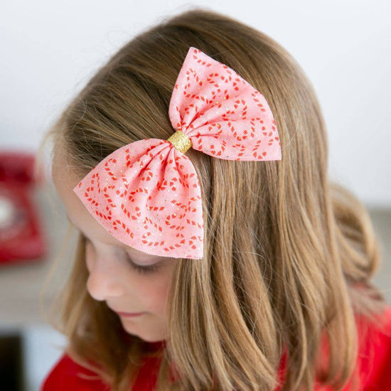 Candy Cane Christmas Bow Clip - Kids Holiday Hair Clip
