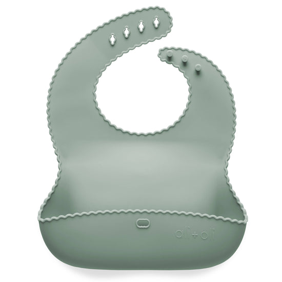Silicone Roll Up Bib for Baby - Wavy Edge (Mint)