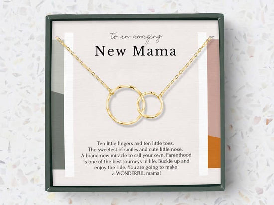 Congratulations New Mom Interlocking Circles Dainty Necklace: Gold / 18" / 14k Gold Vermeil