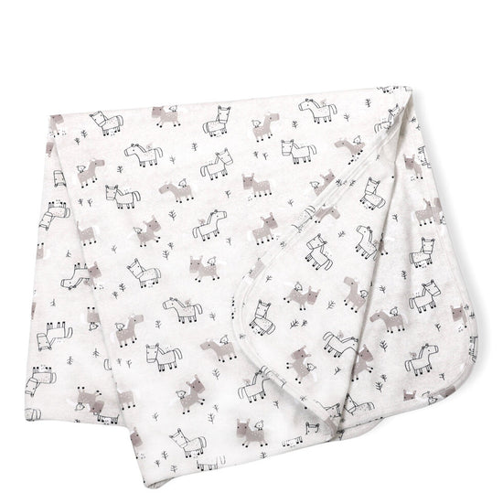 Reversible Organic Horse & Bird Baby Blanket