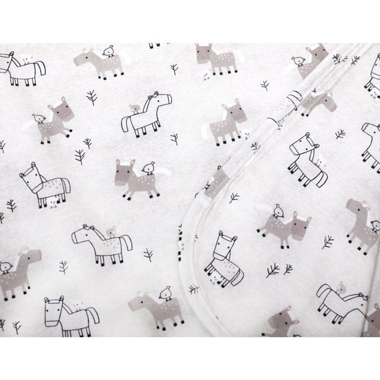 Reversible Organic Horse & Bird Baby Blanket