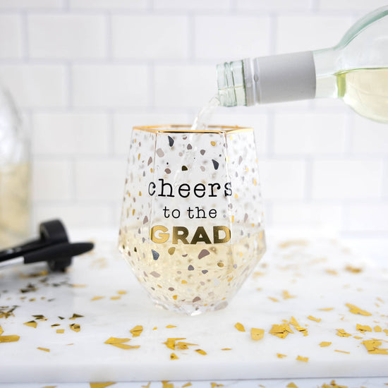 Cheers to the Grad - 16 oz Geometric  Glass