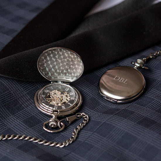 Gunmetal Mechanical Pocket Watch & Fob - Blank