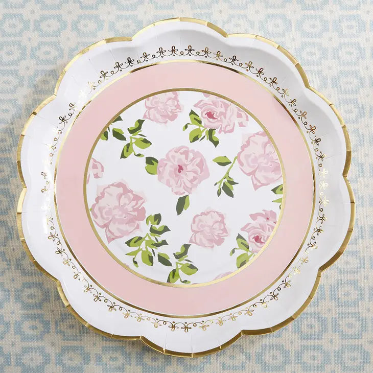 Pink Tea Time Whimsy 9in Premium Paper Plates Set of 16