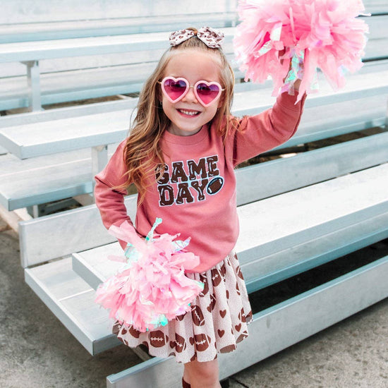 Football Love Tulle Bow Clip - Game Day Kids Hair Clip