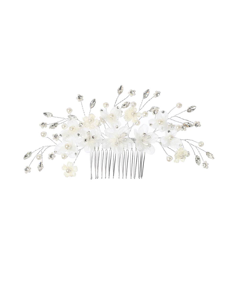 White Floral Hair Comb