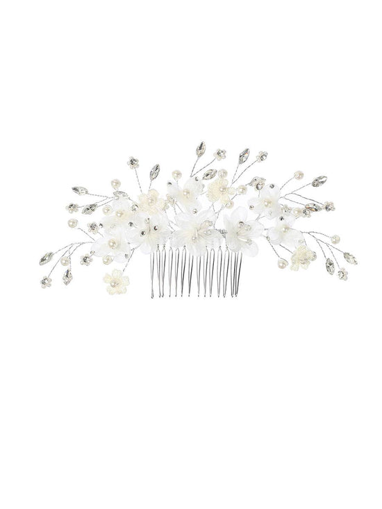 White Floral Hair Comb