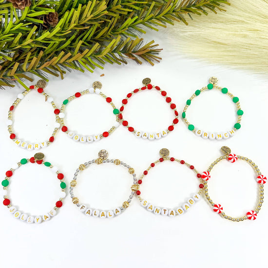 Christmas 18K Gold Filled Bracelets: Peppermint Candies