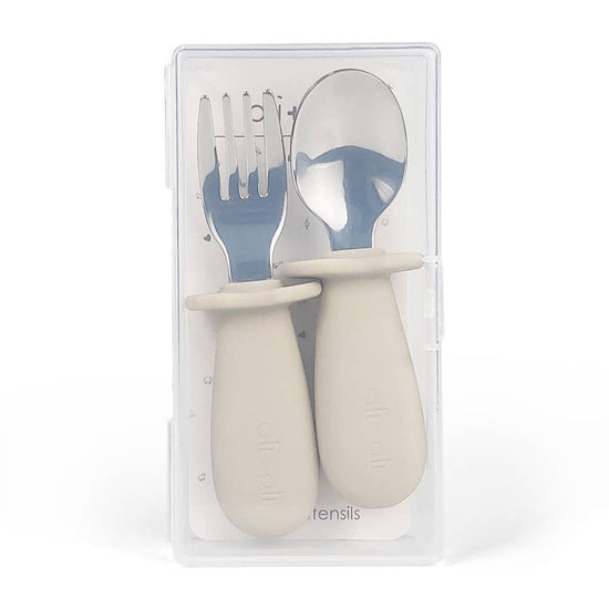 Spoon & Fork Learning Set for Toddlers (Khaki) 6m+