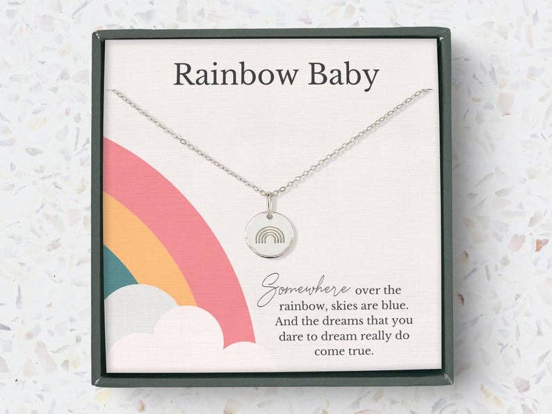 Rainbow Charm Baby Gifts For Mom 14K Gold Vermeil Sterling Silver Necklace Gift: Silver / 18" / Sterling Silver