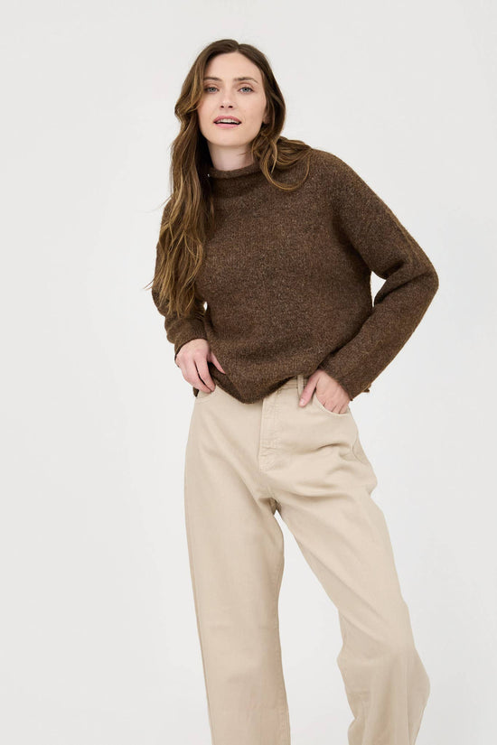 Dark Brown Turtleneck Long Sleeve Sweater