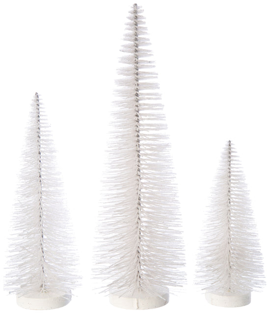 Frosted White Glitter Bristle Trees