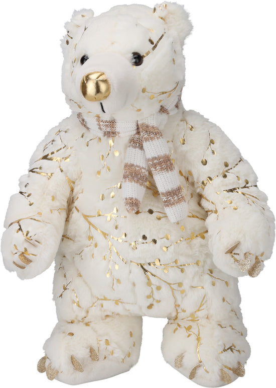 Large Plush Polar Bear Stuffed Animal with Metallic Detailing