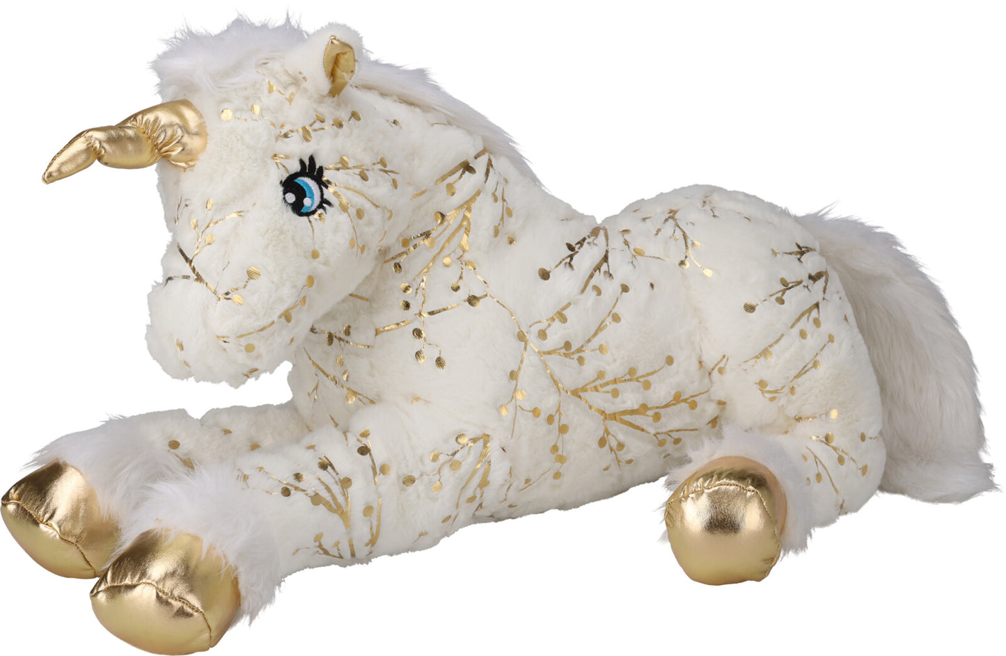 Large Unicorn Stuffed Animal with Metallic Gold