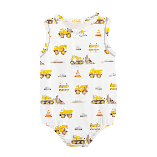 Construction Trucks Onesie with Buttons