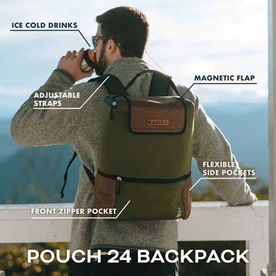 Backpack 24 can Kanga Cooler in Woody Green