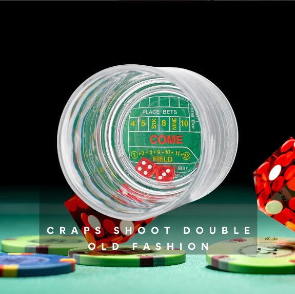 Set/2 Craps Shoot Double Old Fashion Glasses Set