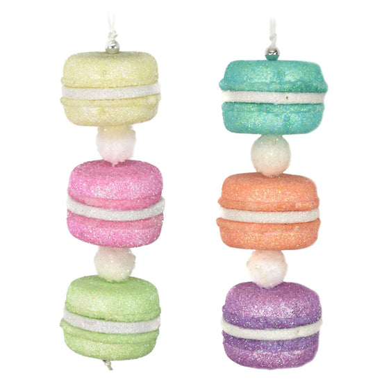 6.5" Macaroon Ornament in Blue/Orange/Purple or Yellow/Pink/Green