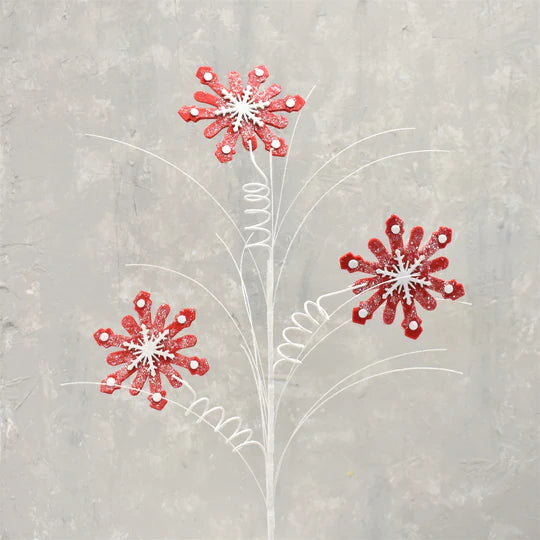 Frosted Felt Hanging Snowflake Spray - Gingerbread/White 30"