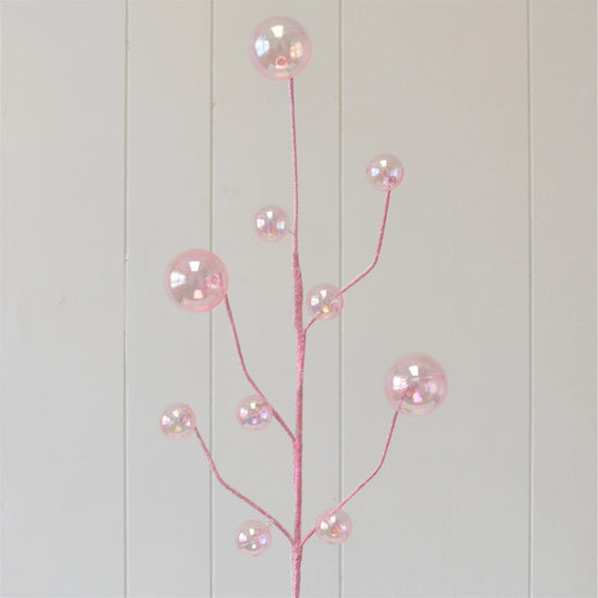 Glittered Spray with Iridescent Clear Bubble Orbs - Pink 30"