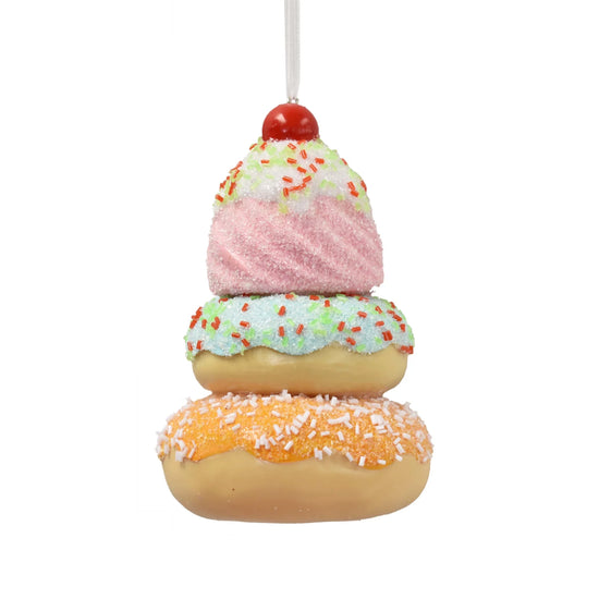 Sugar Explosion Iced Donut Ornament 5.5" in Pink White Blue Red