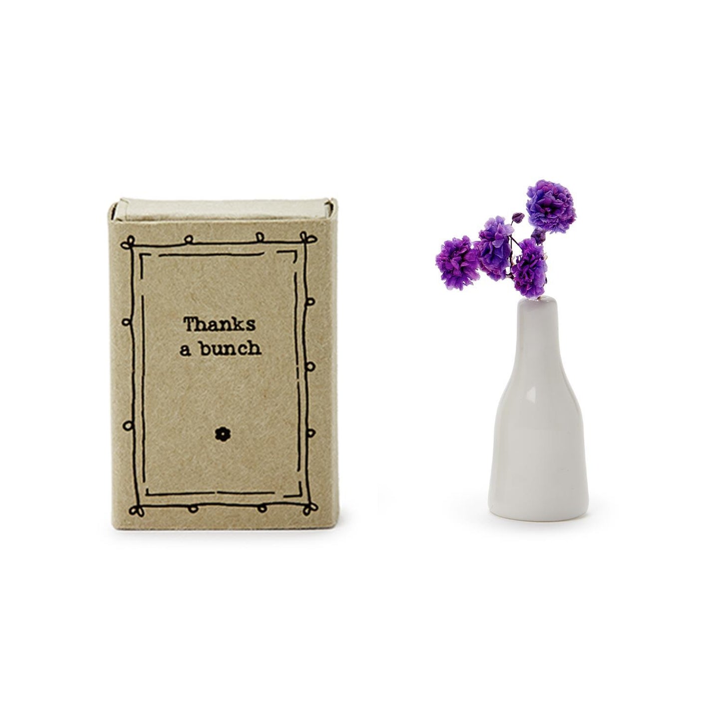 Matchbox Vase with Flowers in Gift Box with Sayings