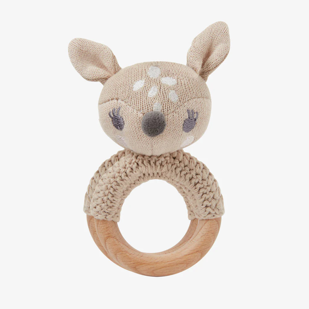 Fawn Wooden Baby Rattle