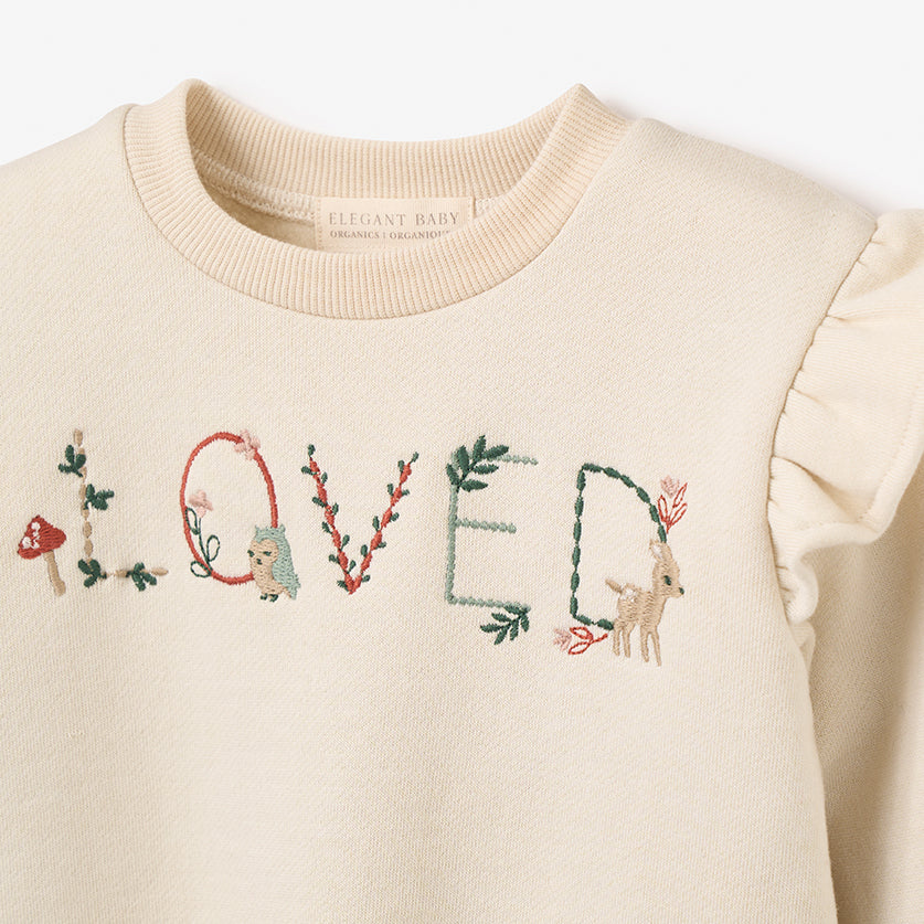 'LOVED' Flutter Sleeve Pullover