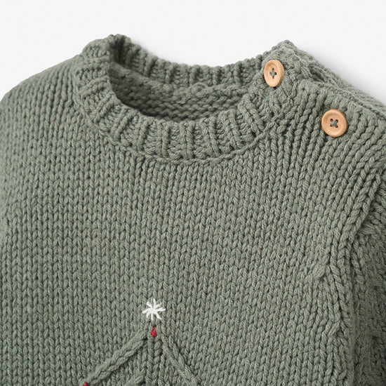 Sage Green Holiday Tree Pullover Sweater