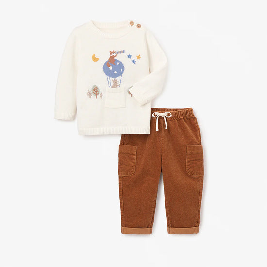 Magical Adventure Ivory Pullover & Corduroy Pants Set