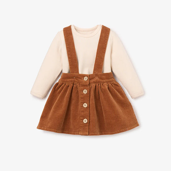 Corduroy Rust Overall Skirt & Bodysuit Set