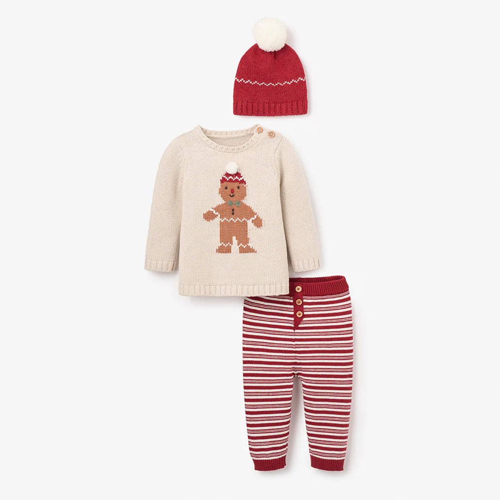 Gingerbread Holiday Pullover & Pant Set with Hat