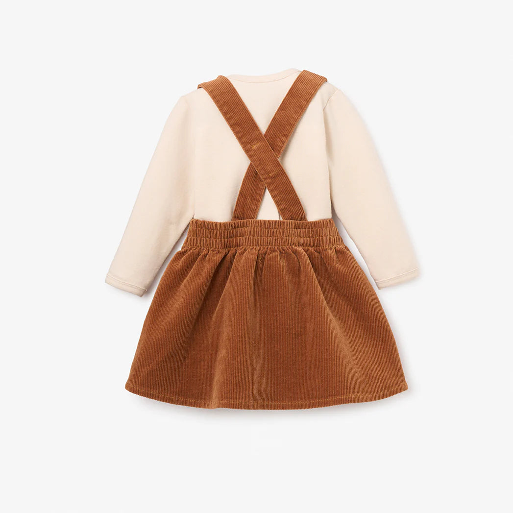 Corduroy Rust Overall Skirt & Bodysuit Set