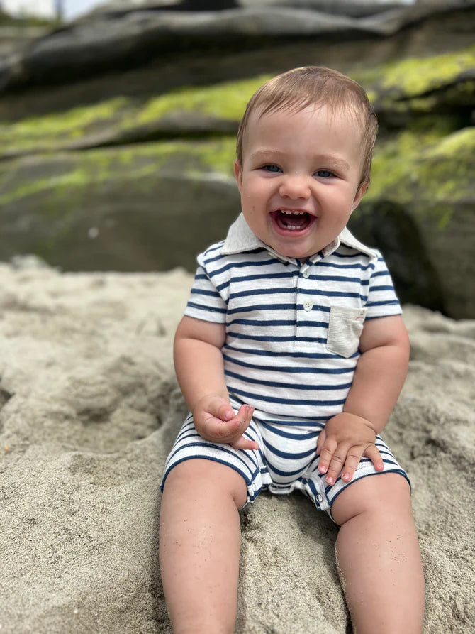 Navy/White Polo Romper