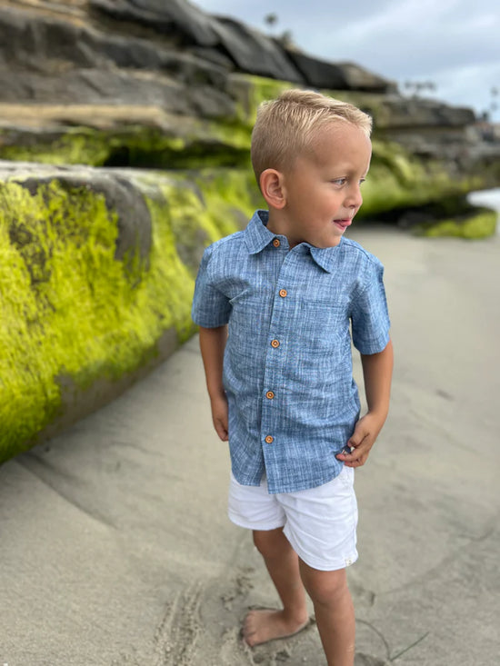 Newport Blue Heathered Woven Shirt