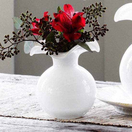 Hibiscus White Small Fluted Vase