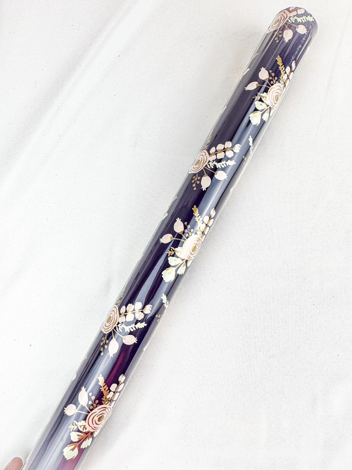 Navy Floral with Gold Accent Wrapping Paper Roll