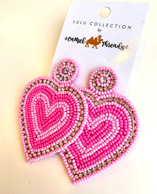 Sweet Pink Beaded & Embellished Earrings