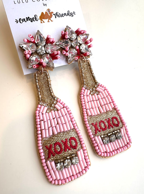 XO Pink Champagne Beaded & Embellished Earrings