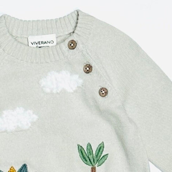 Dino Applique Button Baby Pullover Sweater