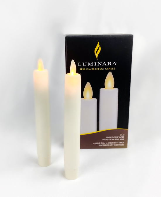 2 Pk Taper Luminara Candles, 6" White Wax