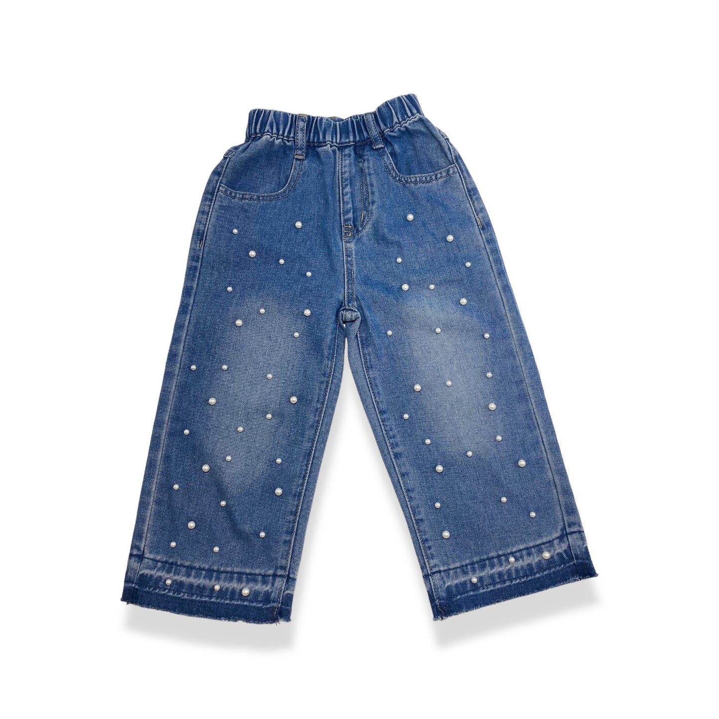 Pearl Stud Wide Leg Denim