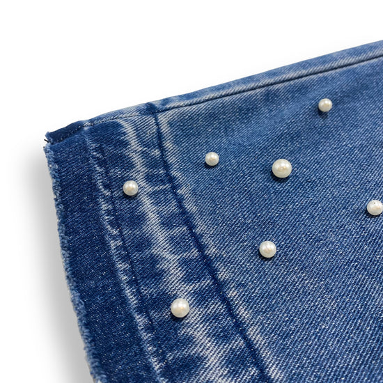 Pearl Stud Wide Leg Denim