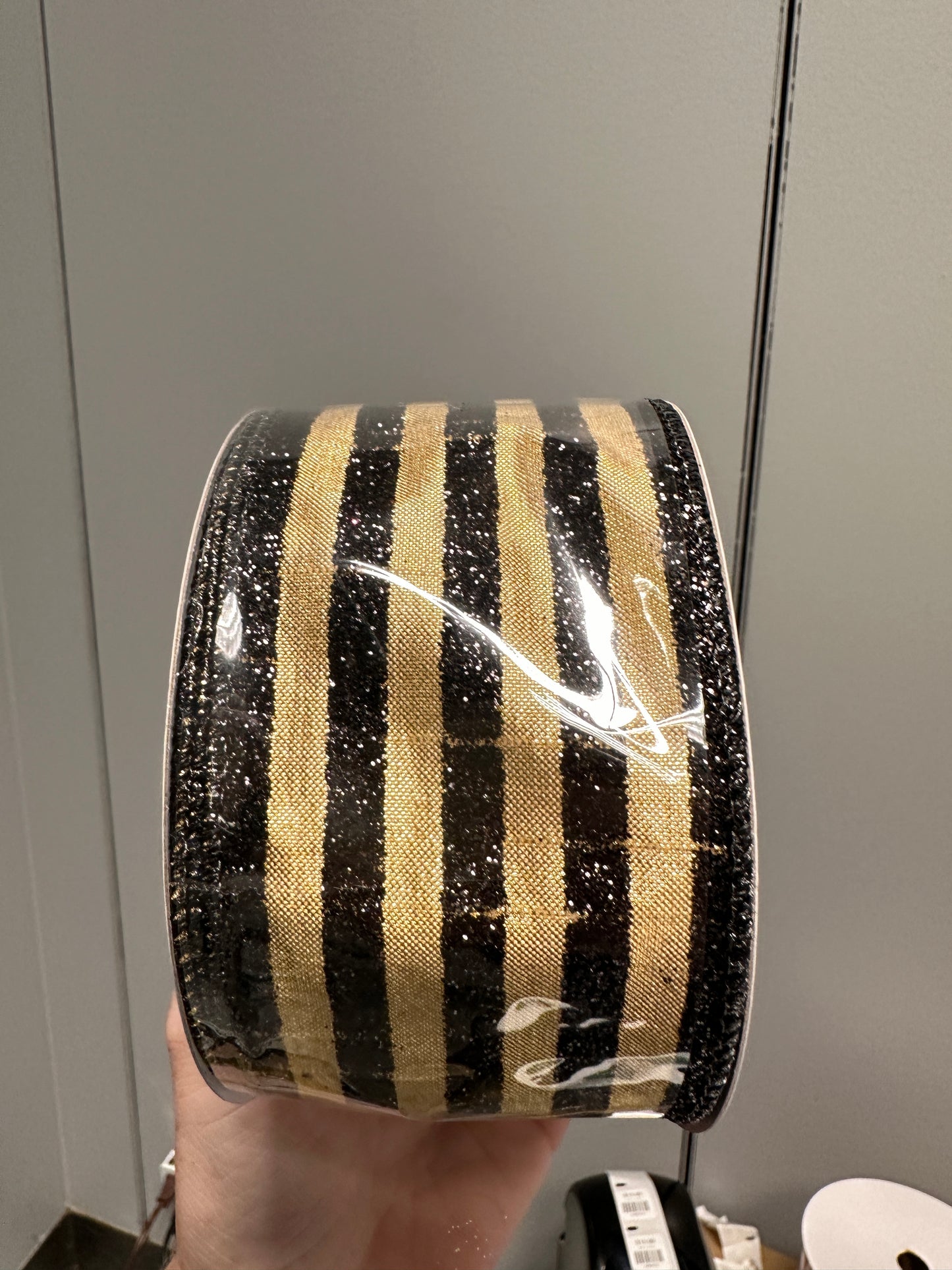 Metallic Gold with Black Stripe 2.5"  x 10yd Ribbon