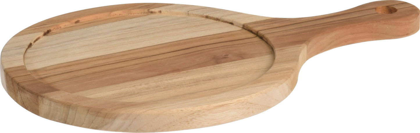 Round Serving Plate Light Wood