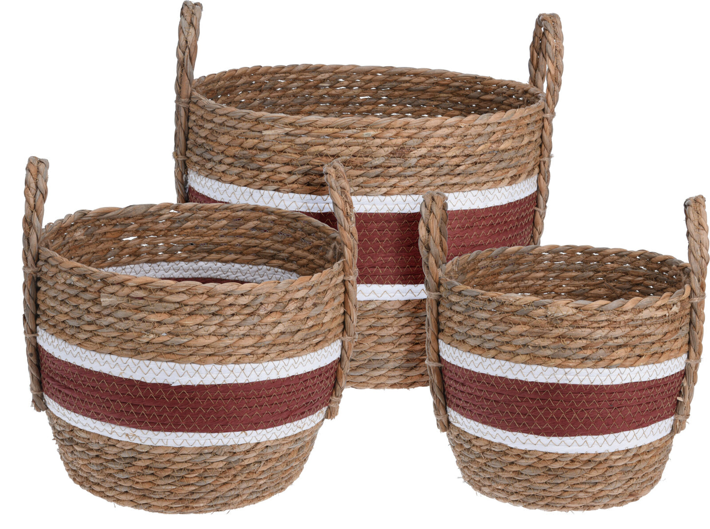 Red Stripe Straw Baskets
