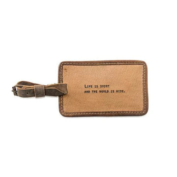 Life Is Short Leather Luggage Tag in Honey