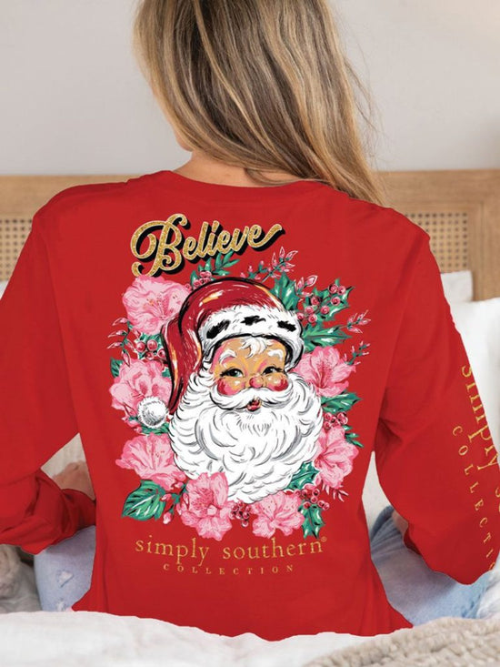 L/Sleeve Floral Red Santa Shirt